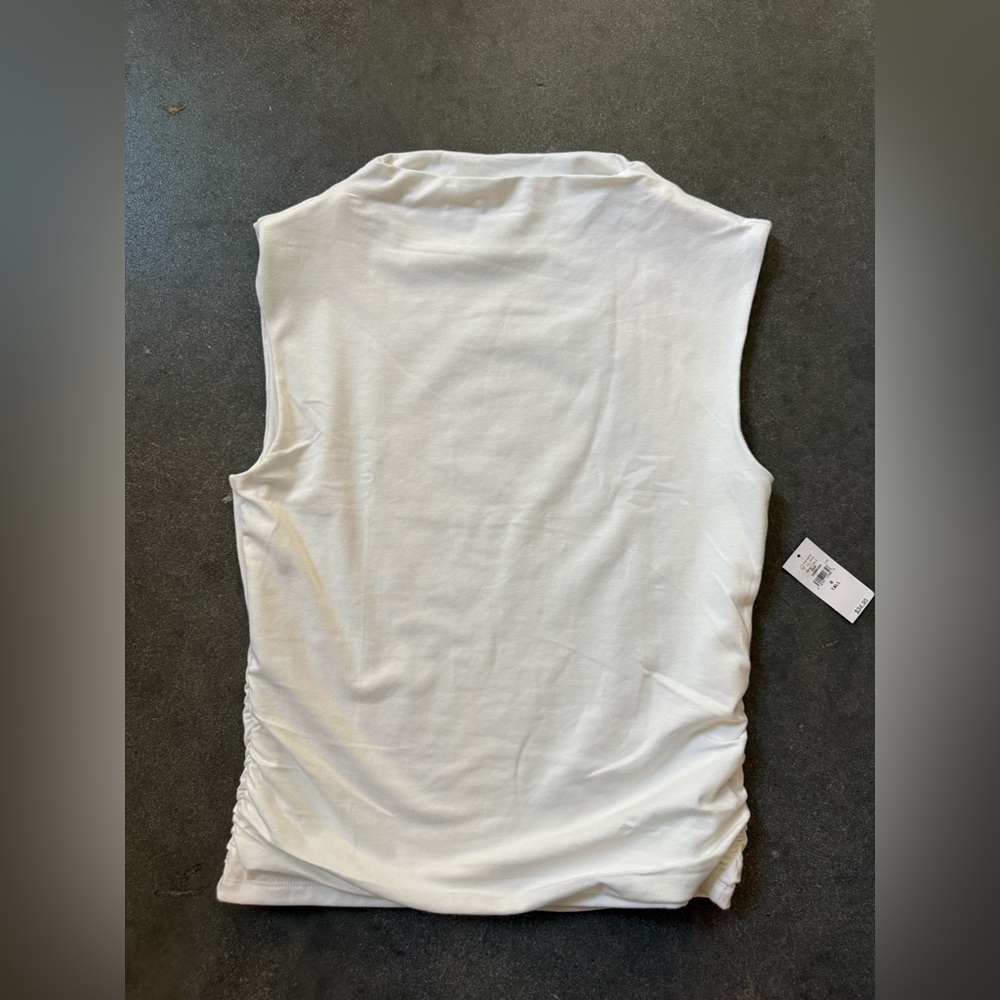 Gap Modern Funnel-Neck Ruched Cropped Tank Top white size small tall